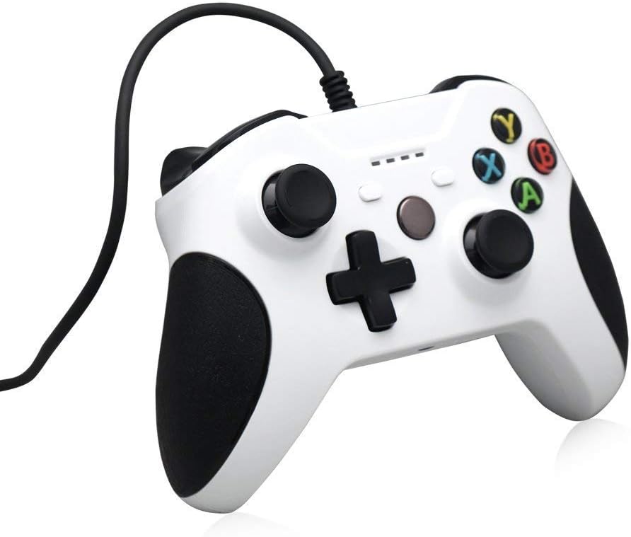 SAMEO Gaming Controller for PC Xbox One S & X, USB Wired Gamepad Gaming Controller for Laptop Computer (Windows XP/7/8/10) with Dual Vibration (White)
