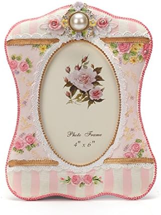 4x6 Inches Victorian Polyresin Crystal Decorated Oval Picture Frame