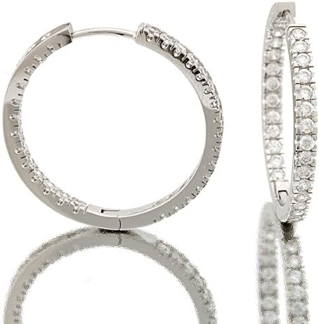 30mm Sterling Silver Cubic Zarconia Hoop Earrings
