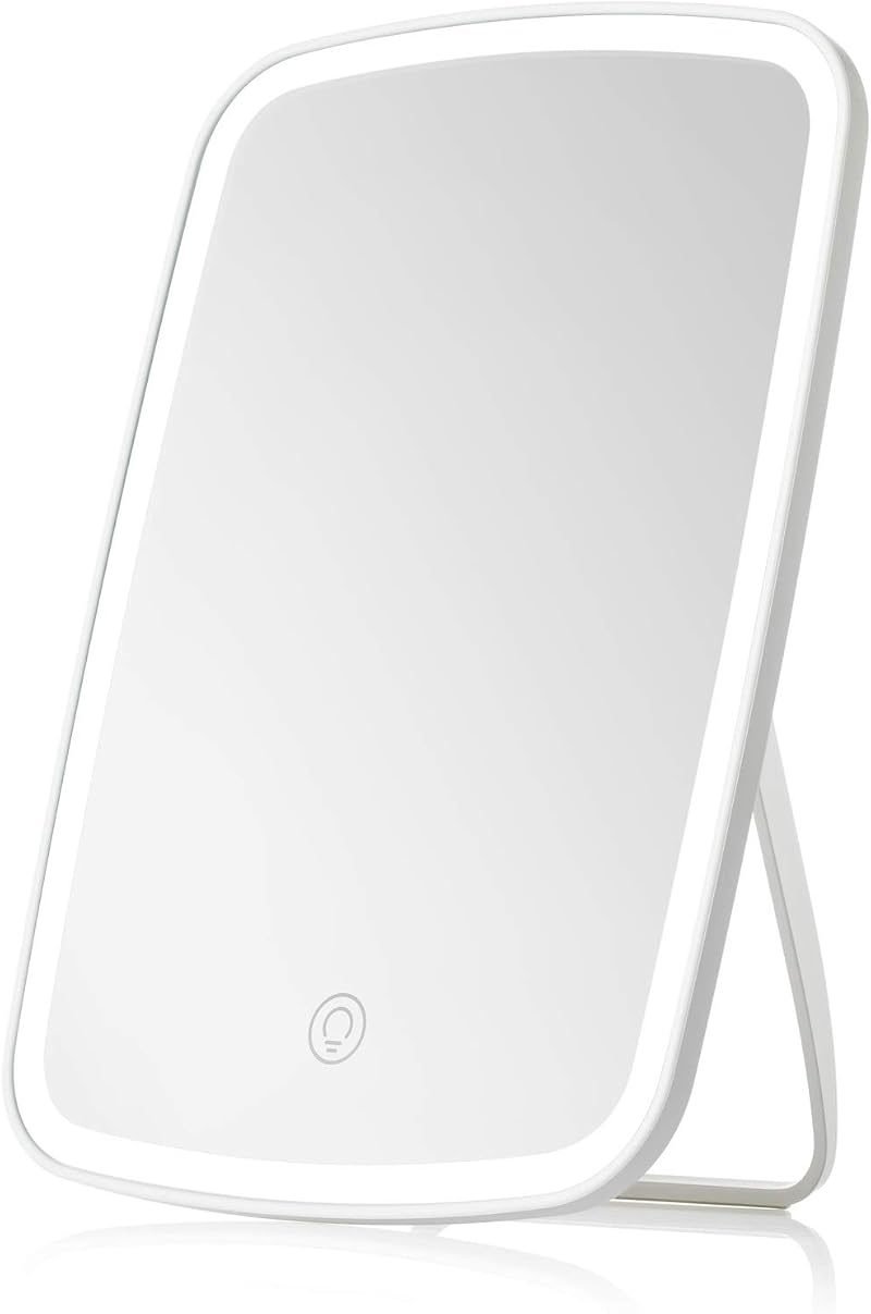 NEZZOE Rechargeable LED Makeup Mirror, Dimmable Touch Screen, 24x17 cm