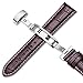 iStrap Calfskin Leather Watch Band Replacement Watch Strap Metal Deployant Color & Width (18mm,19mm, 20mm,21mm,22mm or 24mm)