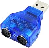USB to PS/2 Adapter 2-Port Blue USB 2.0 3.0 1.1 Keyboard Mouse view 1