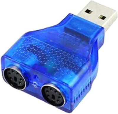 USB to PS/2 Adapter 2-Port Blue USB 2.0 3.0 1.1 Keyboard Mouse