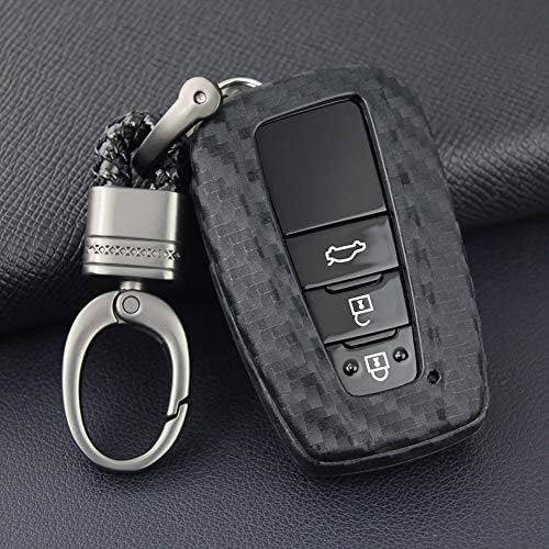 Ajboy Carbon Fiber Key Fob Chain For Toyota Camry CHR Avalon RAV4 Cover Case
