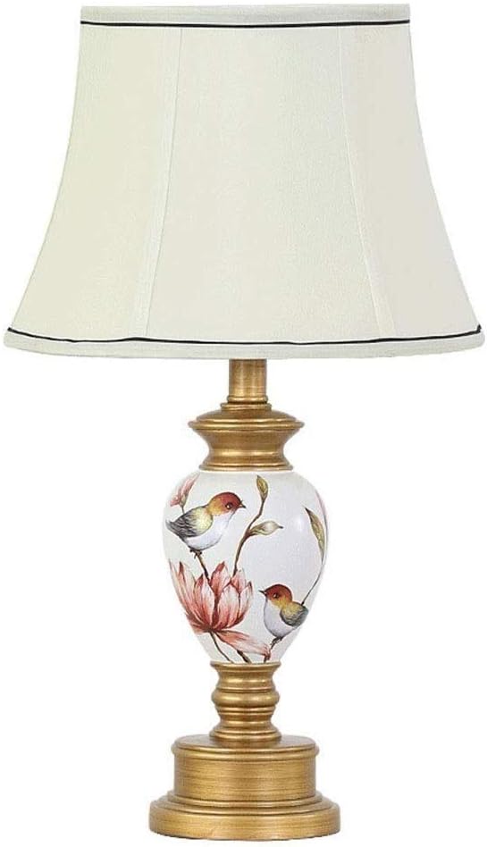 Table Lamp Nightstand Lamps With Fabric Lampshade Bedside Table Lamps Resin Waist Of Lamp With Drawing Desk Lamps Metal Base Bird Tweet Fragrant Flower Pattern Lighting Lights Night Lights Desk Lamp Amazon Co Uk