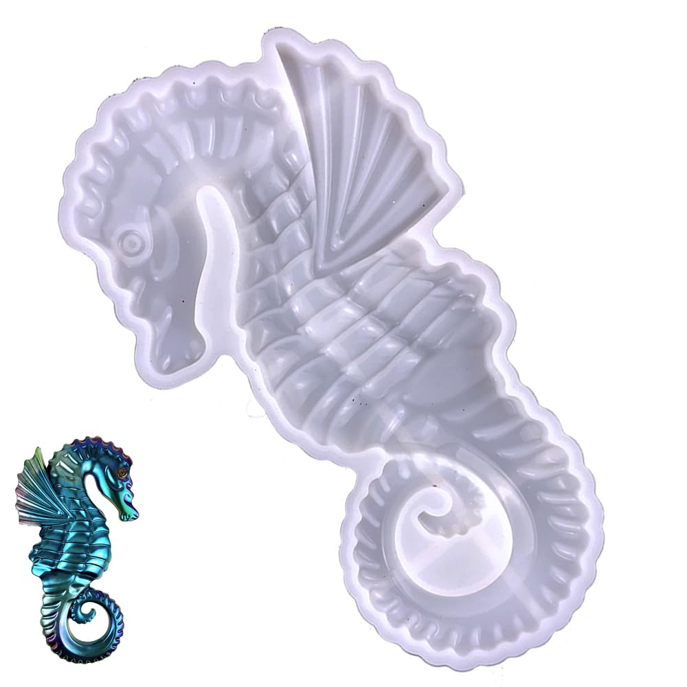 3D Seahorse Silicone Mold Large Animal Statue Making Epoxy Mould Silicone Seahorse Resin Molds for Gift Home Office Wall Hanging Decor