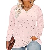 RITERA Womens Plus Size Tops Long Sleeve Shirts V Neck Tunics Fall Casual Pullover Loose Fit Basic Tshirt XL-6XL 14W-30W