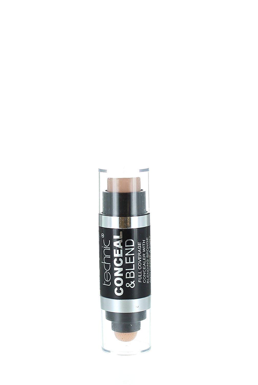 Technic Conceal and Blend Full Coverage Concealer with Blending Sponge-Dark by Technic