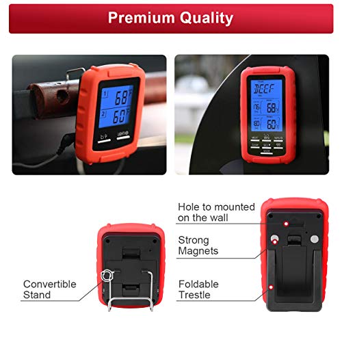 Pansonite Wireless Remote Digital Cooking Food Thermometer Meat Thermometer for Grilling Oven Kitchen Smoker BBQ Grill Thermometer with Dual Probe, 230 Feet Range