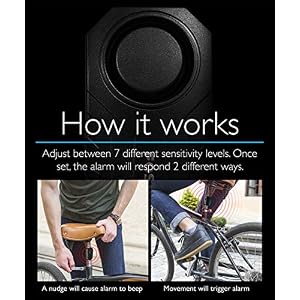 Fosmon Anti Theft Burglar Bike Alarm with Remote, Waterproof Vibration Triggered Battery Operated Loud 113dB Wireless Siren for Bicycle, E-Bike, Motorcycle, Scooter, Cart, Trailer, Equipment, Fence