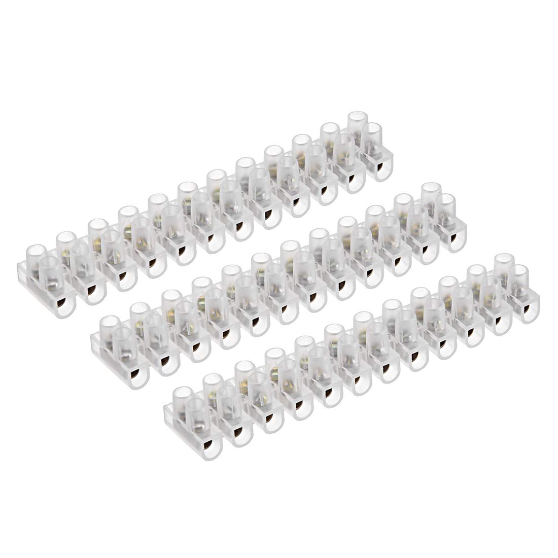 sourcing map Terminal Strip Screw Terminal Barrier Block 3A 12 Position Dual Row Type U Wire Connector 5pcs