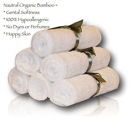 SALE! Premium Organic Baby Washcloths Soft Hypoallergenic and Absorbent Sensitive Skin Reusable Baby Wipes White Large 10 inch x 10 inch 6 Pack by Malina Baby