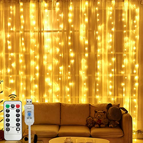 2 Pack USB Fairy Lights Plug in with Remote - 66 Feet 200 LEDs 8 Lighting Modes String Lights, Mini Twinkle Lights for Christmas Bedroom Indoor Party Wedding Decoration (Warm White)