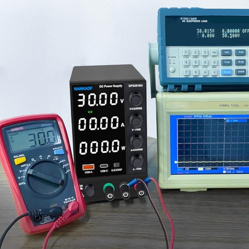 NANKADF Laboratory Power Supply 30V 10A, Variable DC Power Supply with USB A/Type C Fast Charging Port, Laboratory Power Supply with High Precision 4-Digit LED Display Transmitter Adjustment Button