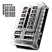 MICTUNING 12-Circuit Blade Fuse Block,12-Way Fuse Box Holder 30A Per Circuit with LED Indicator Waterproof Durable Protection Cover Sticker Lable For Automotive Car Boat Marine SUV