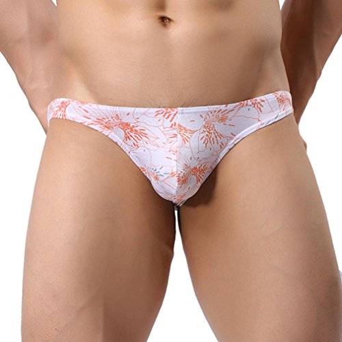 Sinzelimin Men's Sexy Lingerie Elastic Tangas Underwear Shorts Bulge Pouch Soft Underpants Boxer Briefs (White, XL)