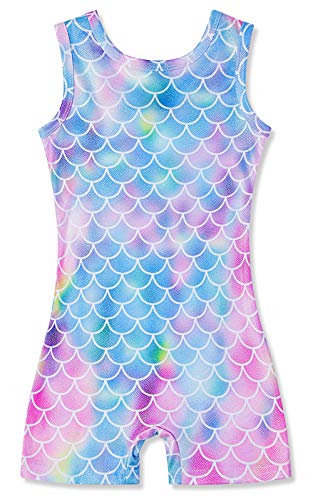 Kids Little Girls Mermaid Gymnastics Leotards 3D Graphic Sleevelss Tank Biketard Unitards Sparkly Scale Pattern Clothes for Ballet Dance 4-5 T - Thumbnail 7
