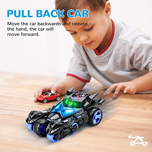 BestFire Pull Back Cars Toy, Kids Toy Large Push and Go Car with 2 Catapult Motorcycles, Sound and Lights Model Vehicle Car Toy, Birthday Party Gift Cool Present for Boys Girls Toddlers - Thumbnail 3
