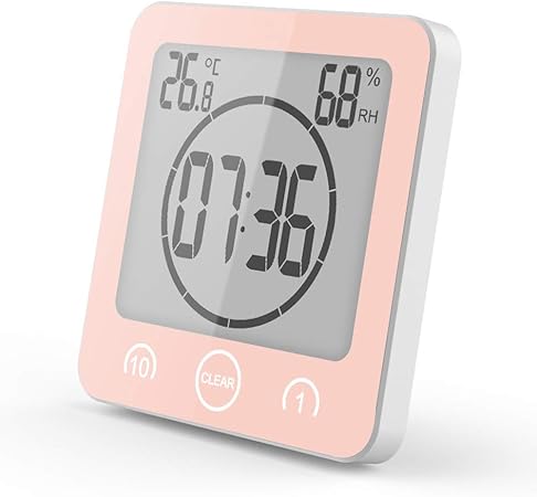 Baulanna Shower Clock Waterproof Bathroom Clock Digital Clock Timer With Suction Cup Thermometer Hygrometer Countdown Timer Pink Amazon Co Uk Kitchen Home