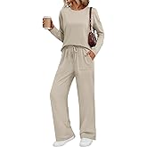 LILLUSORY Women's Sweatsuits 2 Piece Outfits Lounge Matching Sweat Sets Casual Sweatshirts Wide Leg Sweatpants Tracksuit Sets