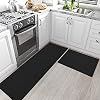DEXI Kitchen Rugs and Mats Cushioned Anti Fatigue Comfort Runner Mat for Floor Rug Standing Rugs Set of 2,17″x29″+17″x59″, Black