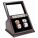 4 Slots Championship Rings Wooden Display case Shadow Box with Slanted Glass Window for Football Rings Basketball Hockey Sports Championship Rings - Rings are Not Included