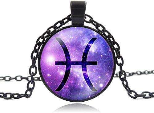 Hot Sale! HaiHui Twelve Constellations Time Gemstone Necklace Jewelry Pendant Chain (Pisces)