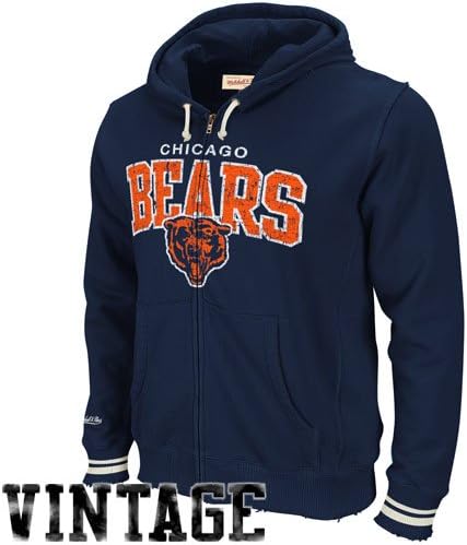 Amazoncom chicago bears mitchell  ness vintage navy full zip hooded