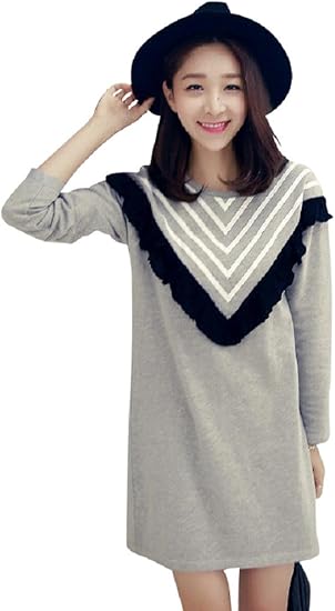 Amazon Co Jp ミウォルナ マタニティ ワンピース チュニック 授乳服 授乳口 マタニティウェア Vライン 長袖 グレー Xl 服 ファッション小物