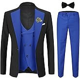 YFFUSHI Men's Slim Fit 3 Piece Suit One Button Blazer Vest Pants Wedding Prom Party Suits Set