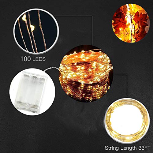 Comtelek 4 Pack Fall Maple Leaf Garland with LED String Lights, 7Ft/Piece Artificial Leaves Hanging Vines Autumn Garland for Thanksgiving Decorations,Fireplace Mantel,Home,Wedding,Thanksgiving Gifts