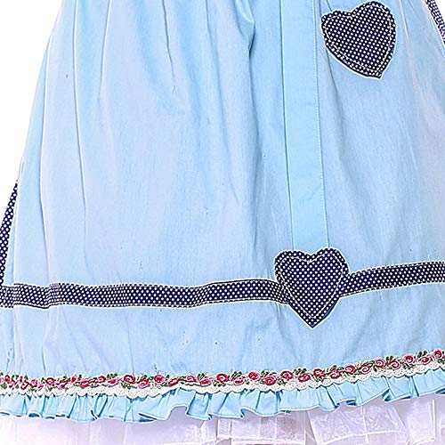 NUWFOR 4PC Women Bandage Apron Bavarian Oktoberfest Costumes Barmaid Dirndl Dress(Blue,L)