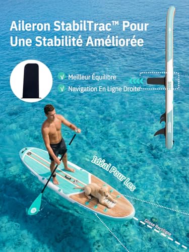 Niphean Paddle Gonflable Adulte avec Tous Les Accessoires, 320cm Planches de Stand Up Paddle Gonflables pour Tous Les Niveaux, Sup avec Capacité 200 kg pour 2 Personnes, Paddle Gonflable avec Siège