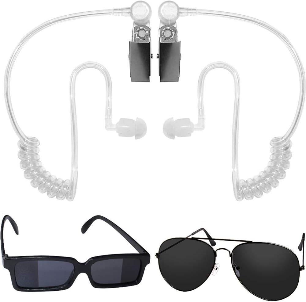 Beefunny Spy Costume Accessories Detective Cosplay Toy Earpiece Earplugs Acoustic Tube