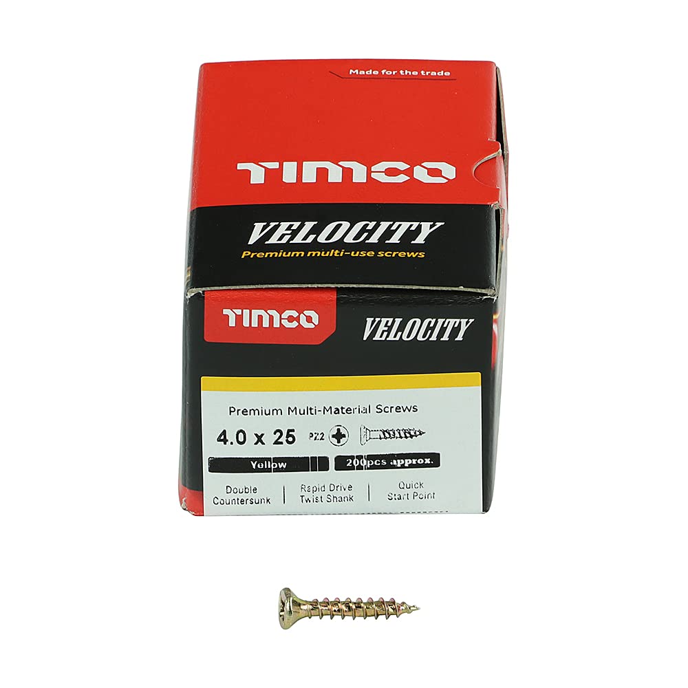 TIMCO Velocity Premium Multi-Use Countersunk Gold Woodscrews - 4.0 x 25 - Box of 200 — image 1