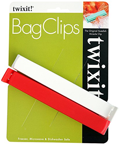 Twixit! Linden Sweden Bag Clips, White/Yellow/Red/Lime, Set of 2 Super