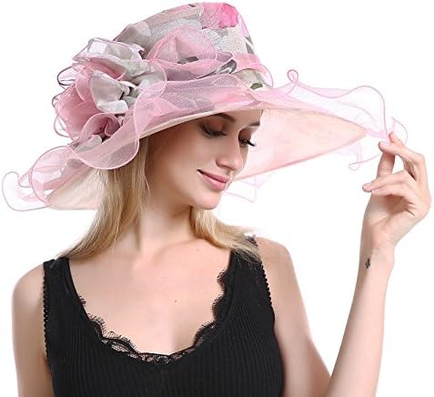 JAKY Global Women's Organza Floral Church Cap Kentucky Derby Fascinator Bridal Caps Sun Travel British Tea Garden Party Wedding Hat