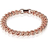 Men's Pure Copper Cuban Heavy Link Bracelet - Wide Jewelry Cuff Chain Curb 8.5-Inch Solid Rider Bracelet