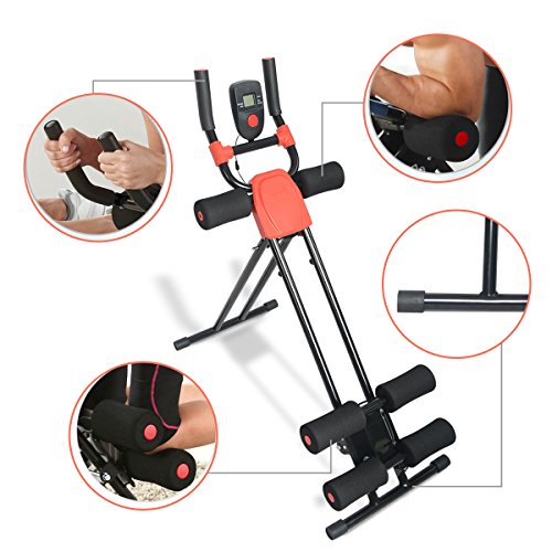 Carambola Ab Cruncher Abdominal Trainer Glider Machine, Body Fitness Gym Exercise Equipment with LED Monitorv