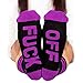 Socks FUCK OFF Ribbed Knit Half Crew Socks Fall Winter Ferbia Unisex Embroidery Swear Word Curse Printed Stockings
