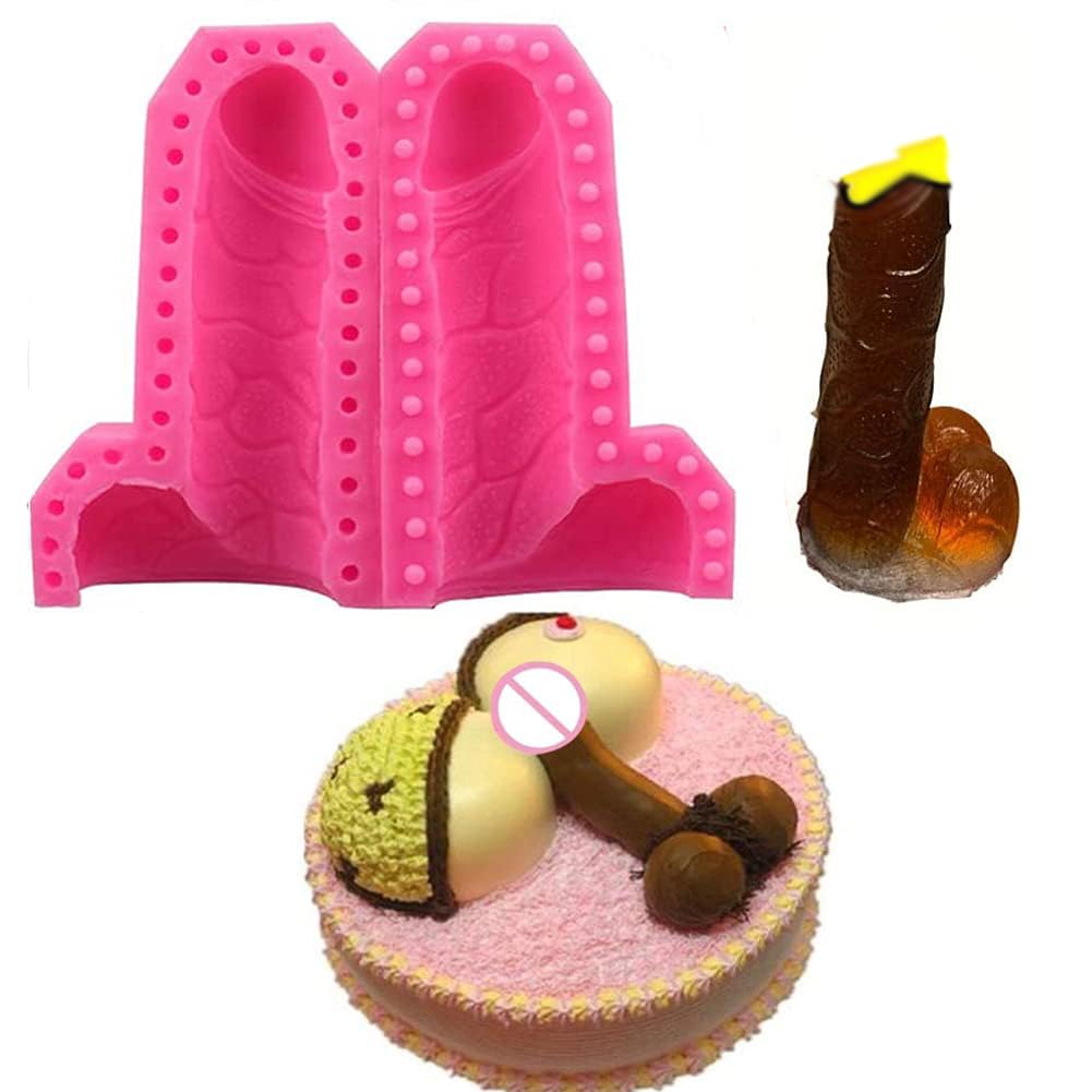 WonDerfulC DIY Pink Large Naughty Funny Silicone Cake Soap Pan Mold Chocolate Jelly Candy Ice Cube Tray Muffin Molds for Epoxy Baking Tray Pan Polymer Clay Molds (L)