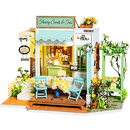 ROBOTIME Dollhouse Miniature DIY Miniature Craft Kits for Adults Model House Kit with LED to Build Decent Birthday Gift