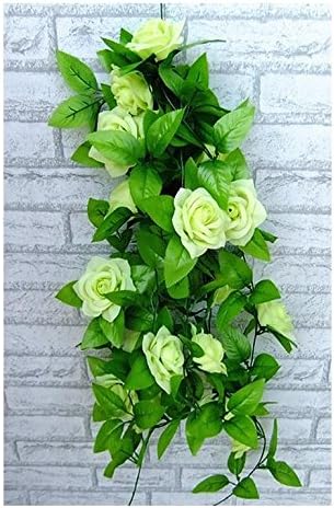 Sef Of 1 250CM Artificial Rose Garland Silk Flower Vine for Home Wedding Garden Decoration-Green