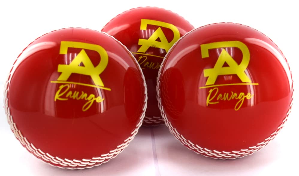 Rawage 3 X Quality Cricket Ball with core inside for Indoor & Outdoor play high bounce Practice & Coaching (RED)