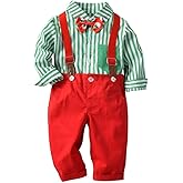 XIFAMNIY Baby Boys Christmas Gentleman Outfit 3Pcs Pants and Top Sets Newborn