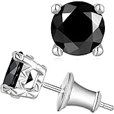 Moissanite/Emerald/Saphhire/Ruby Stud Earrings, Solid 925 Sterling Silver Hypoallergenic, Using CNC Technology, 4mm/5mm/6.5mm/8mm Round Studs, Pretty Everyday Post Earrings