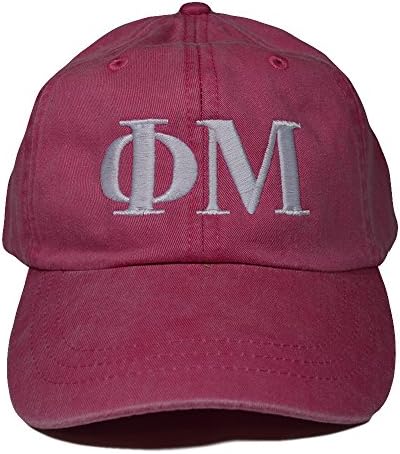 Phi Mu (L) Hot Pink with White Thread Sorority Baseball Hat Cap Greek Letter Sports Cap Adjustable Strap