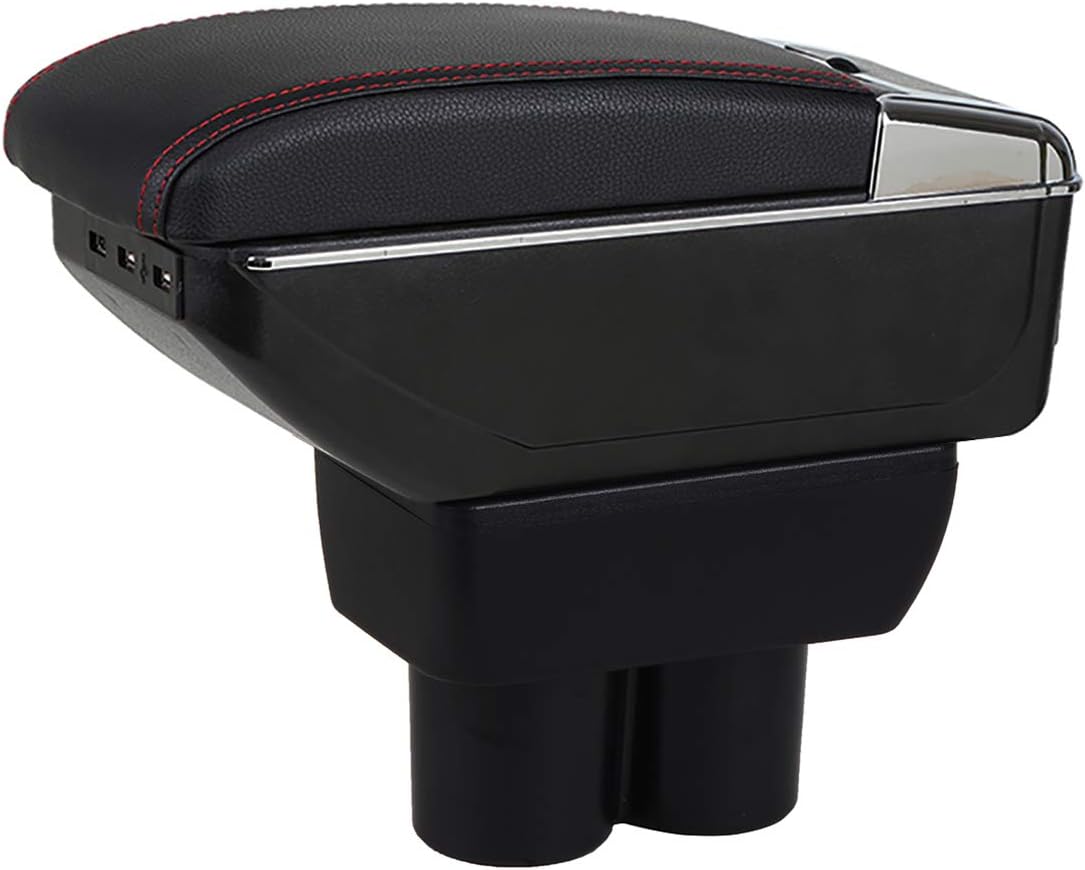 HRCHCG Car Armrest for Suzuki Jimny 2007-2018 Interior Center Consoles Rotatable Black Storage Arm Rest Dual Layer with 7 USB Charge Port
