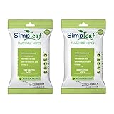 Simpleaf Flushable Wipes: Eco- Friendly, Thick and Effective, Paraben and Alcohol Free, Hypoallergenic and Safe for Sensitive Skin, Vitamin E with Soothing Aloe Vera (2 Packs)
