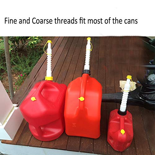 ORANDESIGNE Replacement Gas Can Spout Old Style Pour Nozzle W/Stopper Cap Flame Arrestor Fine & Coarse Screw Collar Caps for Pre 2009 Gas Cans Fuel Tank Container Jug, White (5 Pack) - Thumbnail 6